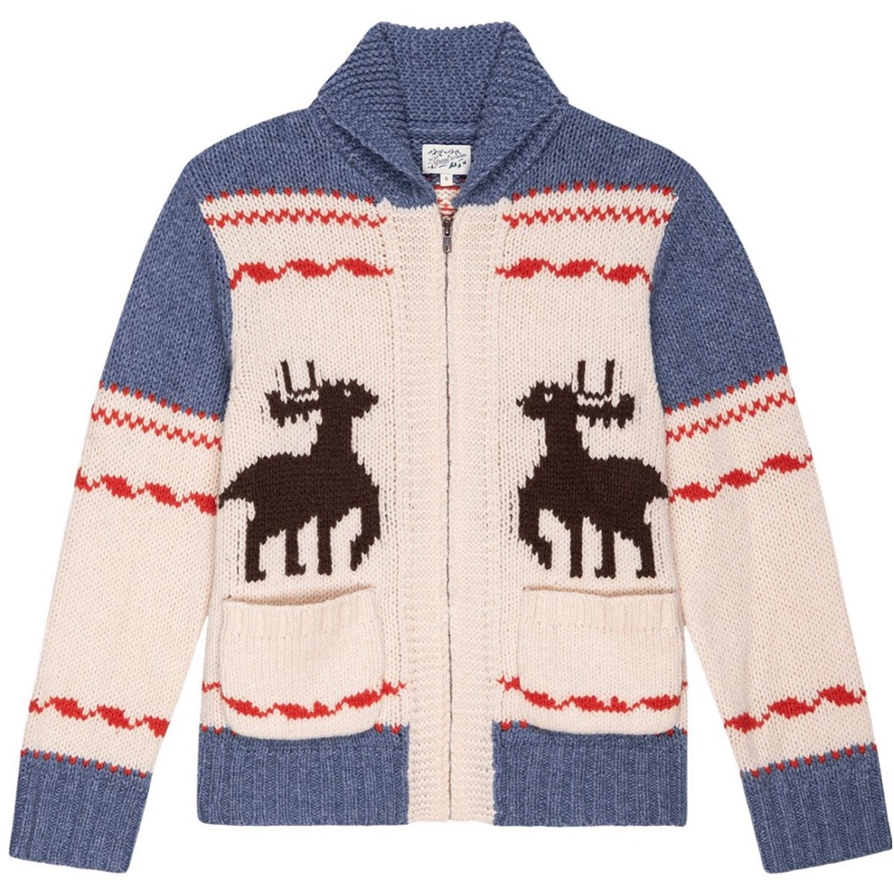 THE GREAT- The Reindeer Shawl Collar Full Zip Sweater Lambswool XS oversized - Picture 5 of 14